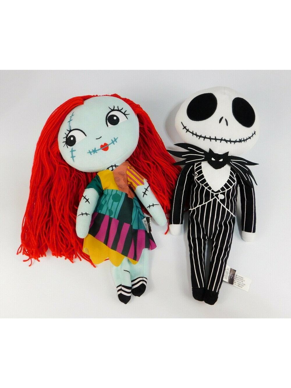 Disney Jack & Sally Nightmare Before Christmas Plush Rag Doll Style 16" Yarn